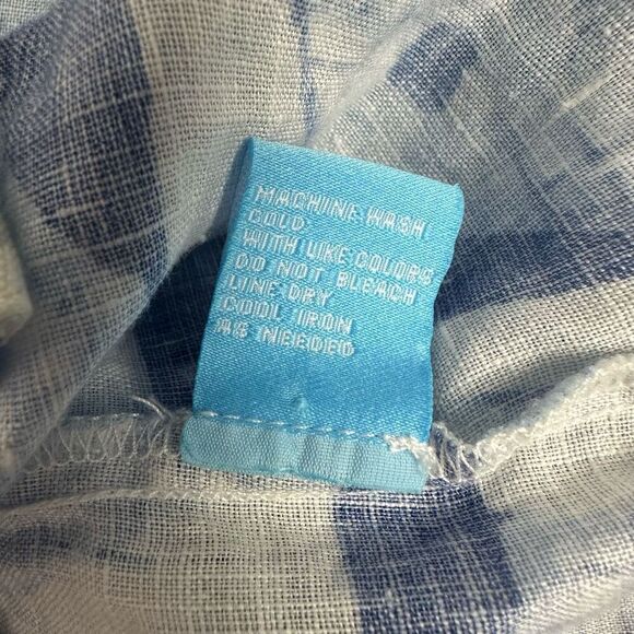 J. McLaughlin Lois Linen Small Blouse Blue White - Picture 13 of 13
